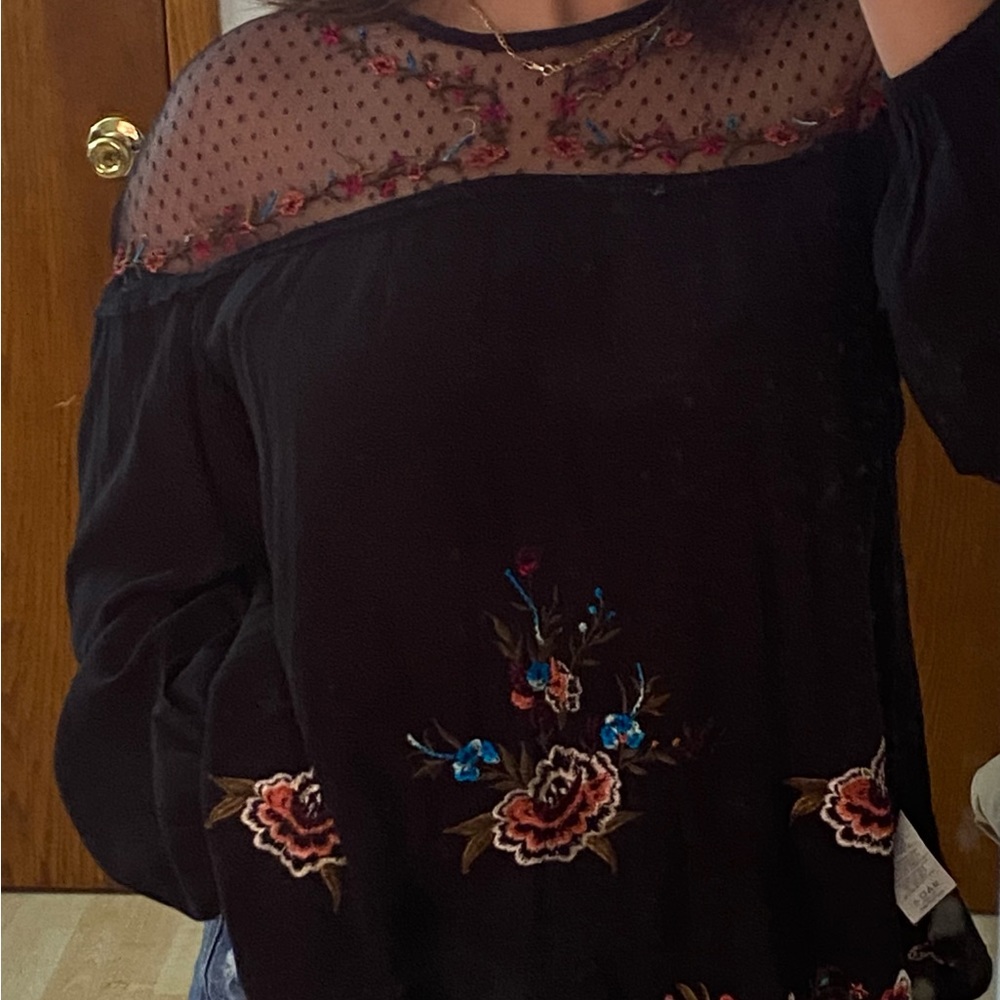 Black Floral Blouse